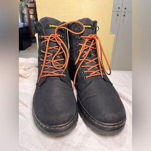 Dr. Martens Black Boots with Bold Orange Laces